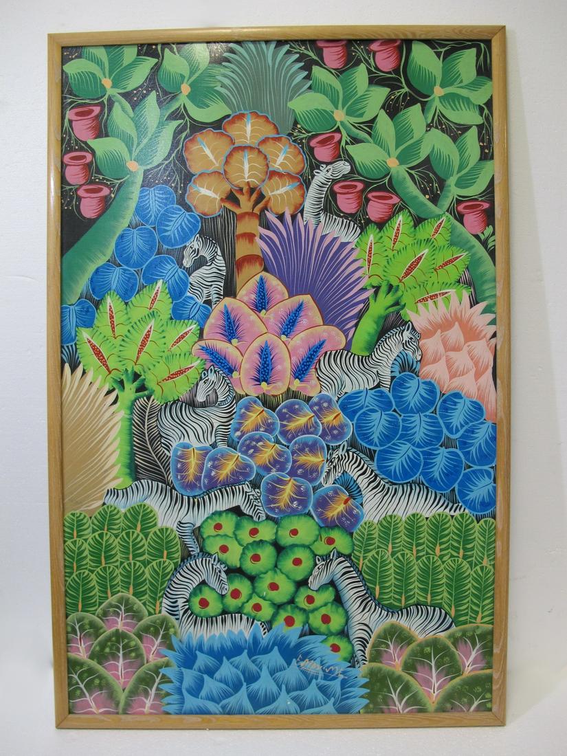 Signed E. Maxime large Haitian oil on canvas painting (1 of 6)