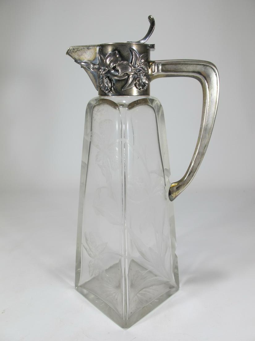 Antique German 800 silver & crystal jug: Antique German 800 silver & crystal jug. 11 1/2” H x 5 3/4” W x 4 3/4” D. Shipping in USA or International please contact for quote both UPS stores: 1) : David Reiser UPS store 1937 