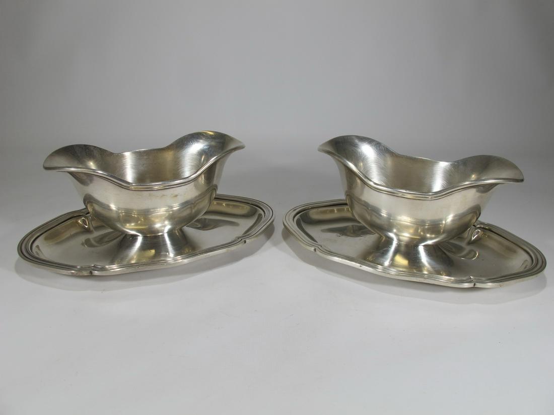 Antique French Christofle pair of sauce boats: Antique French Christofle pair of sauce boats, marked. 3 3/4” H x 9” W x 5 3/4” D. Shipping in USA or International please contact for quote both UPS stores: 1) : David Reiser UPS st