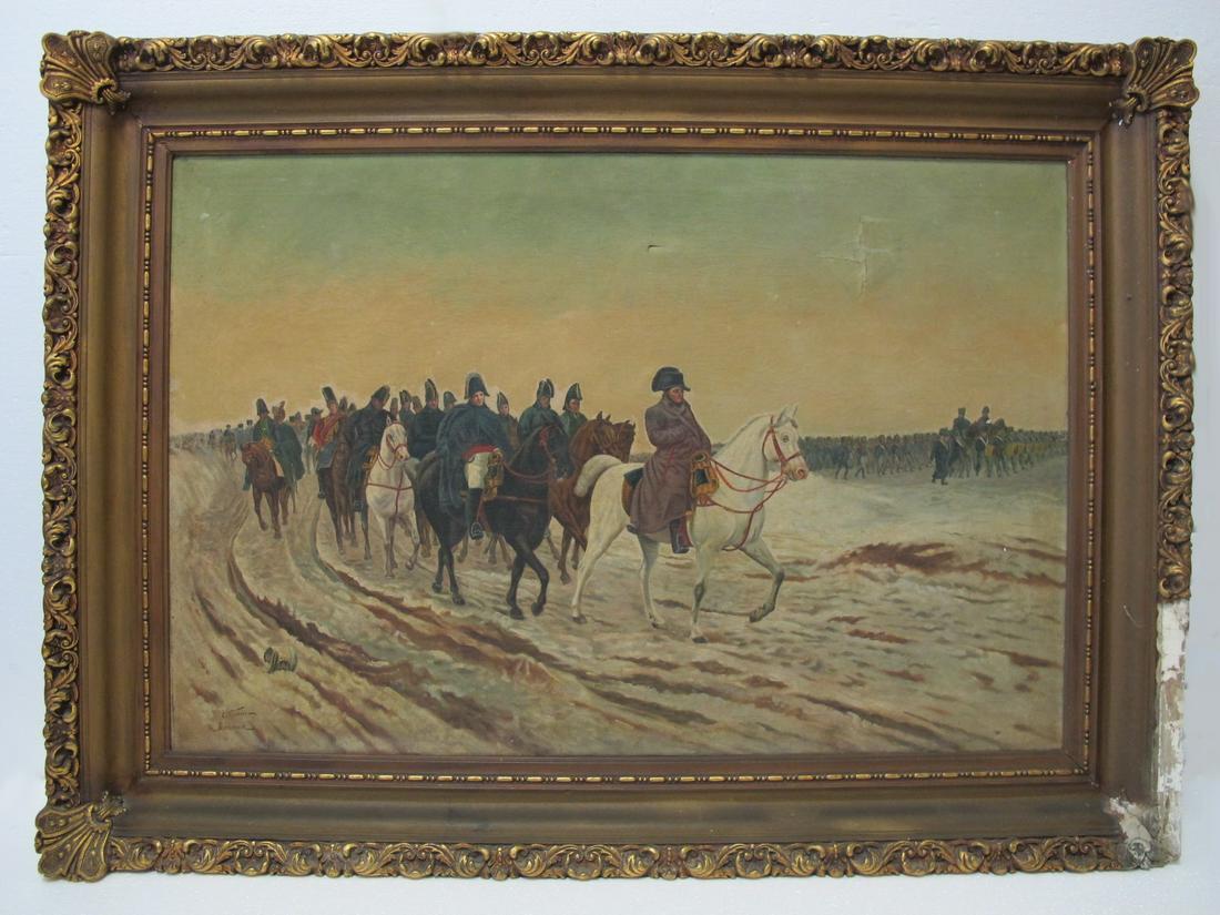 Signed C. Vanni de Meisonier Napoleon oil on canvas: Signed C. Vanni de Meisonier Napoleon oil on canvas painting. 38 1/2” H x 52 3/4” W including frame. 28 3/4” H x 43 1/4” W without frame. Shipping in USA or International pleas