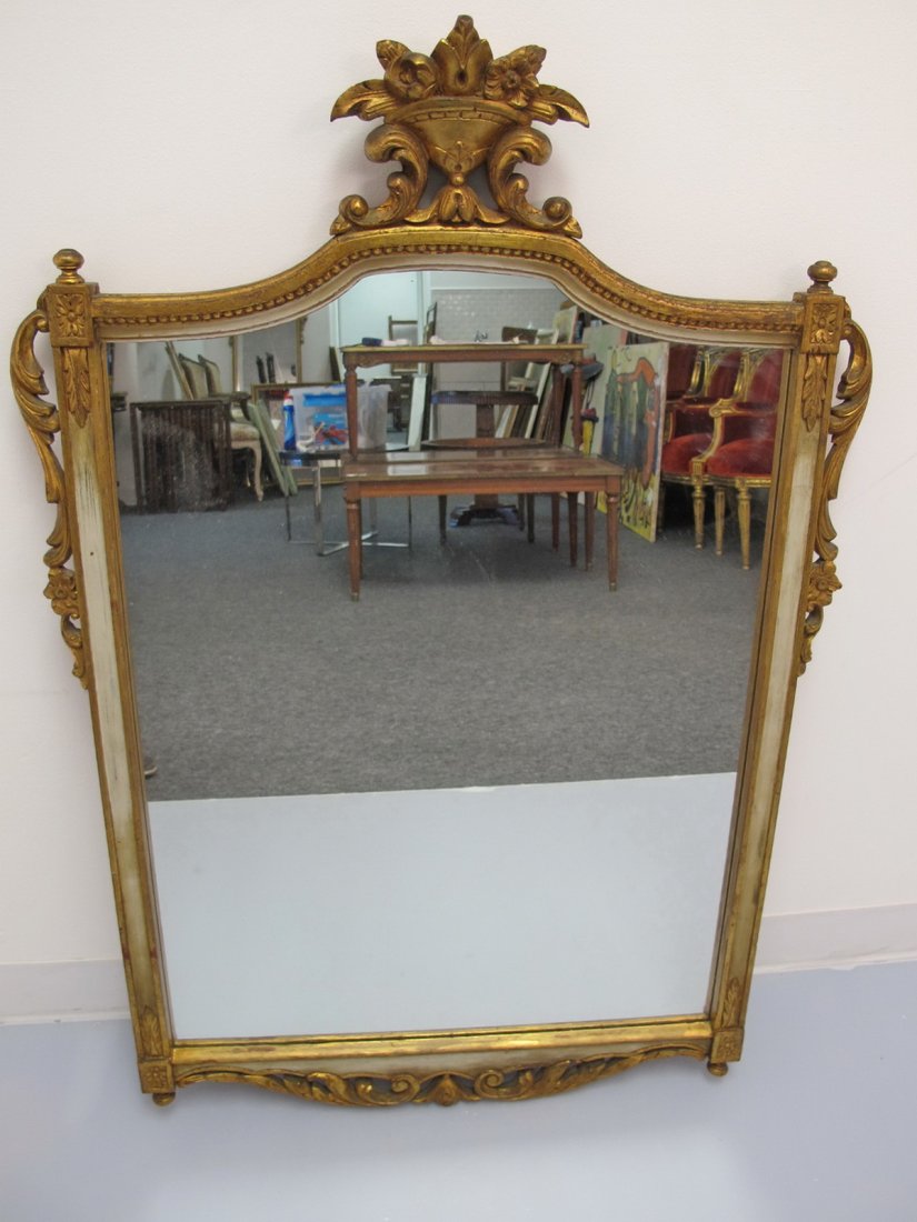 Antique French Louis XVI style gilt wood mirror: Antique French Louis XVI style gilt wood mirror. 42 7/8 in H x 28 3/4 in W. Shipping in USA or International please contact for quote both UPS stores: 1) : David Reiser UPS store 1937 - 954-454-1131 a
