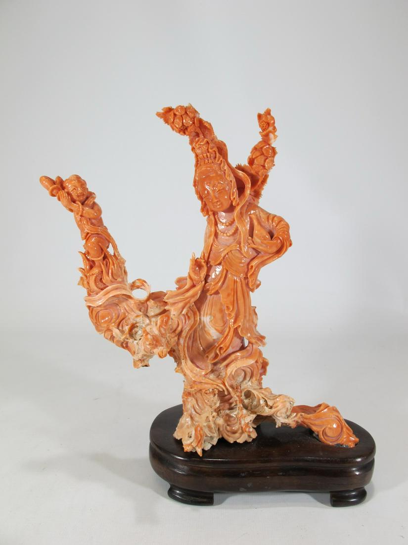 Chinese carved coral sculpture (1 of 9)