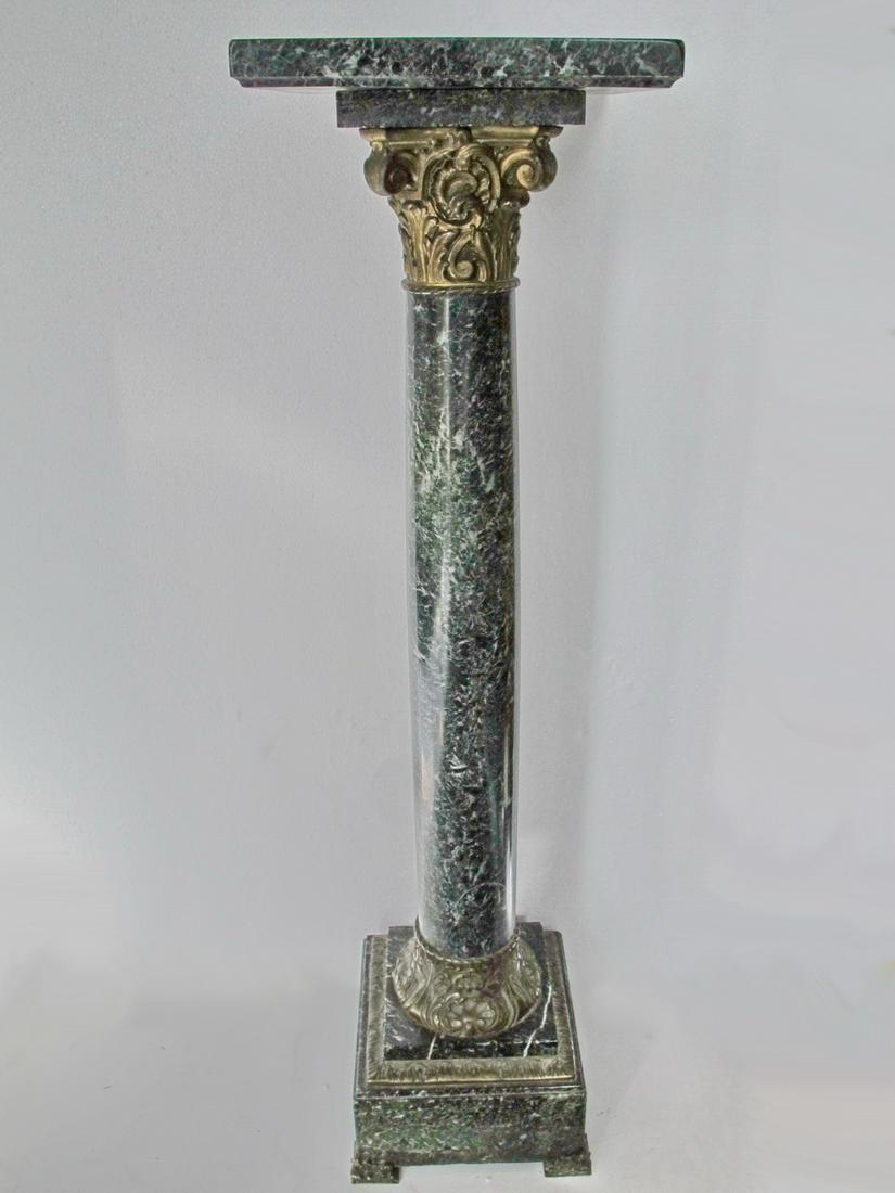 Antique French green marble & bronze pedestal (1 of 8)