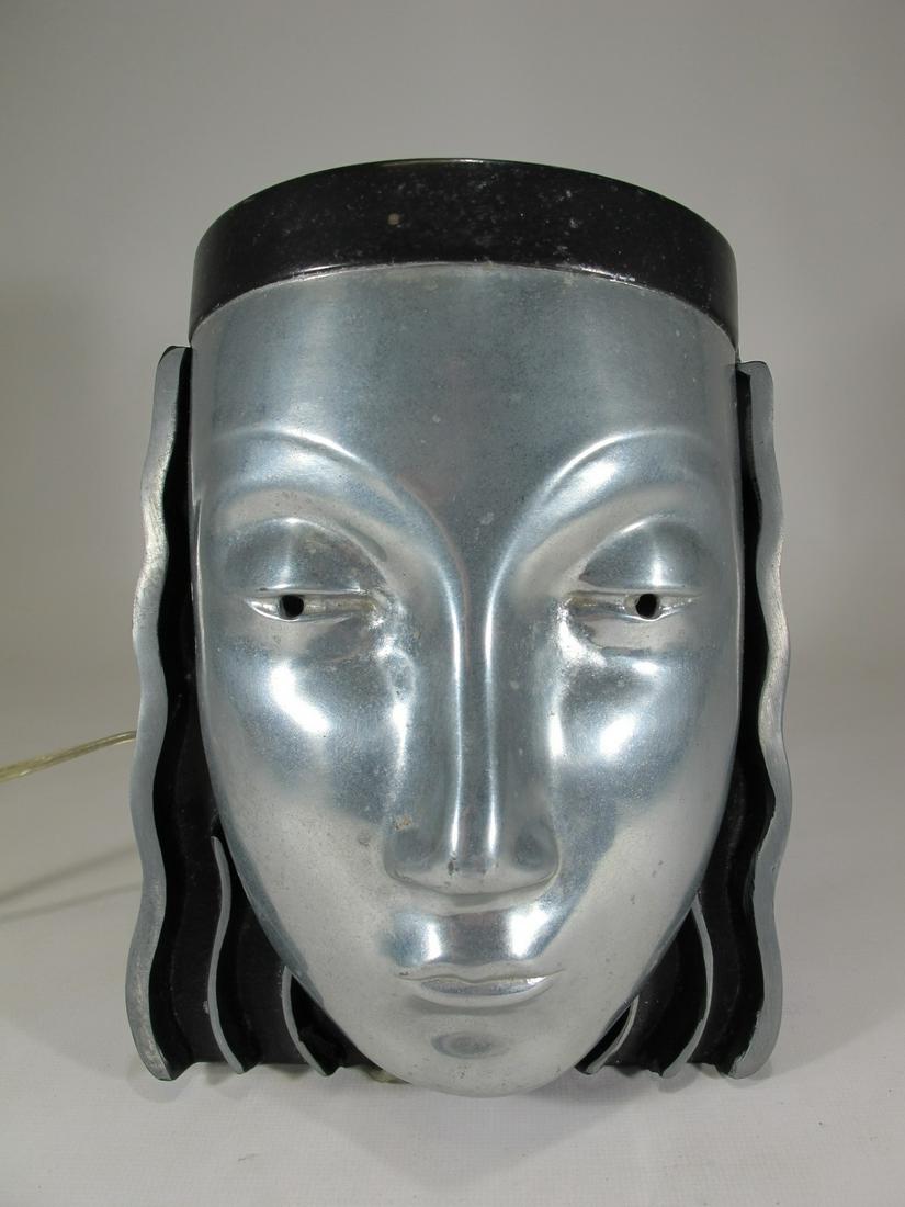 Vintage Art Deco metal mask wall lamp (1 of 4)