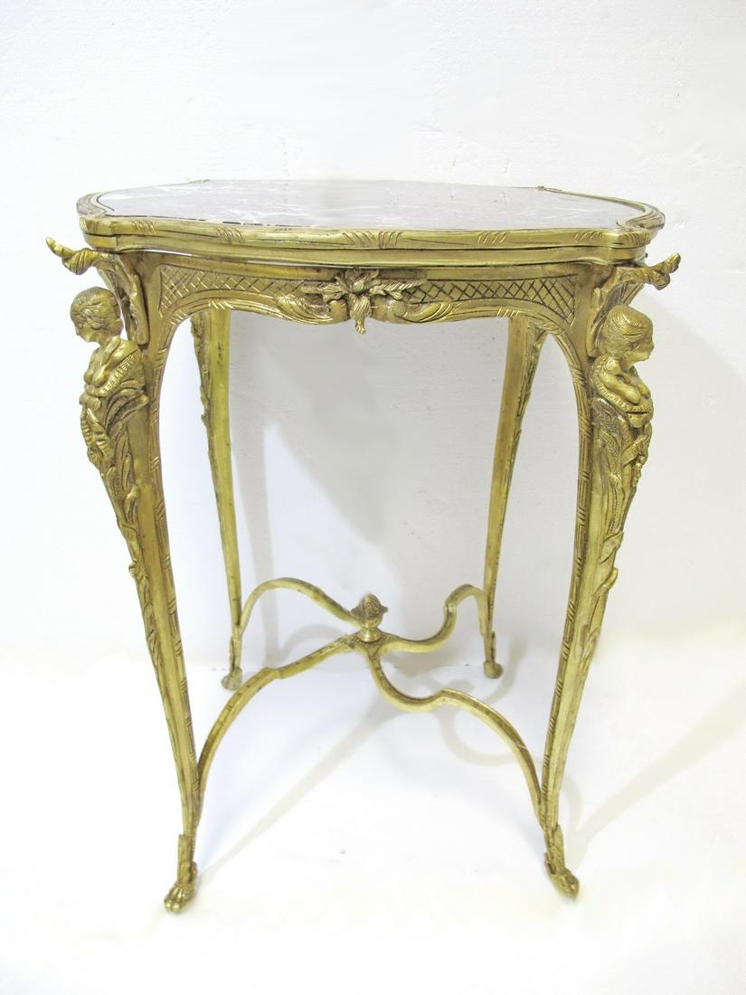 French Louis XV style bronze and marble side table (1 of 5)
