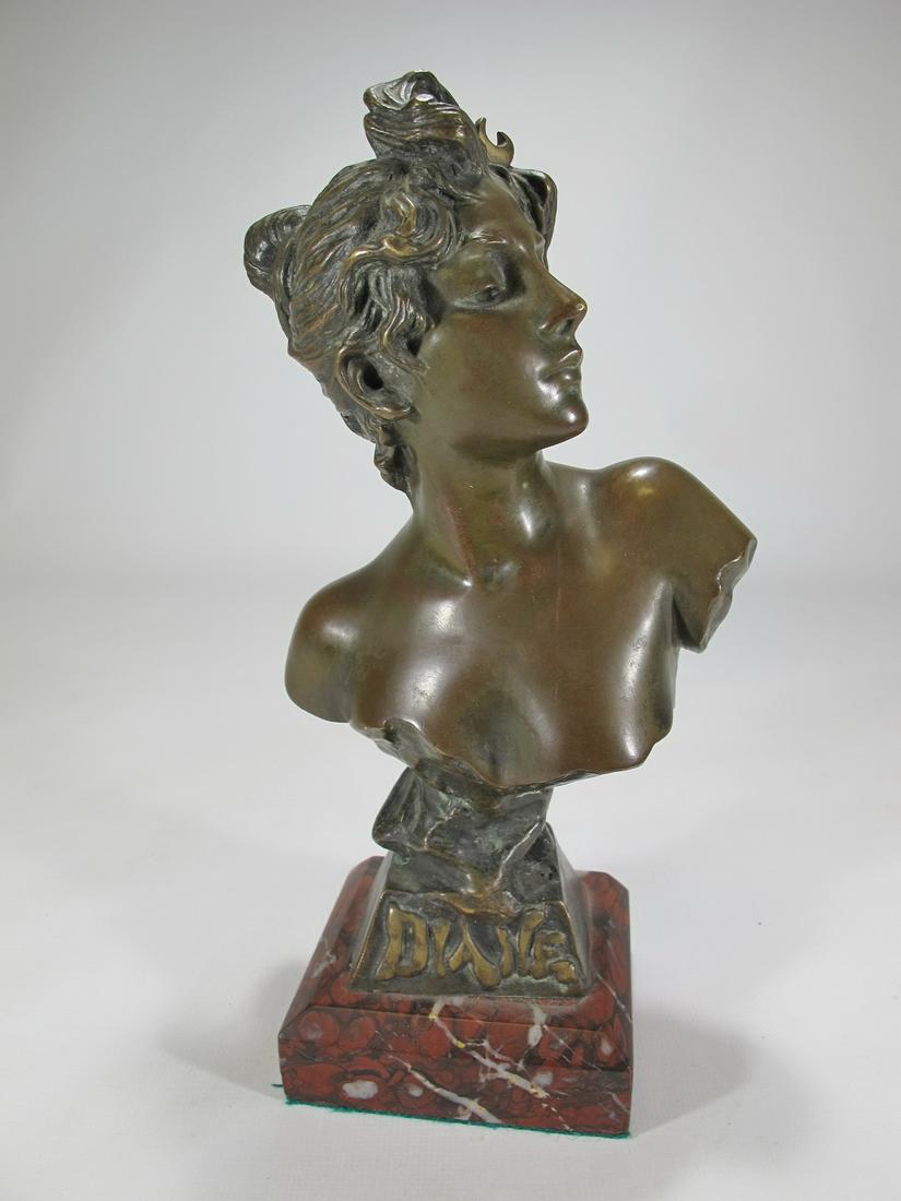 Emmanuel VILLANIS (1858-1914) Diane bronze bust (1 of 8)