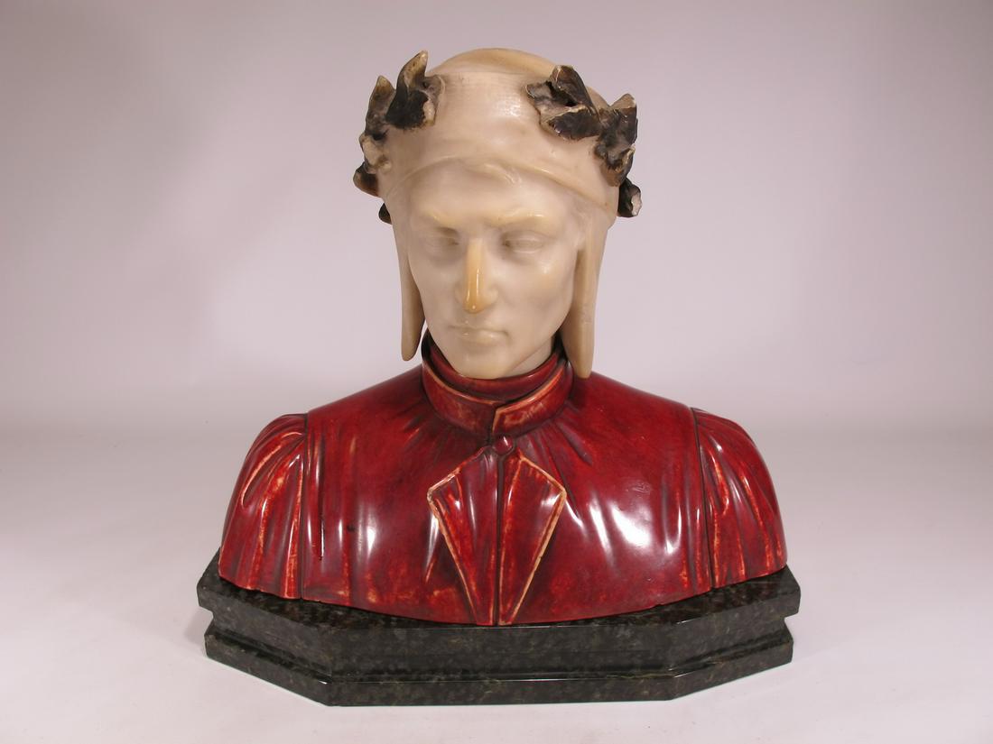 Antique Dante Alighieri alabaster bust (1 of 6)