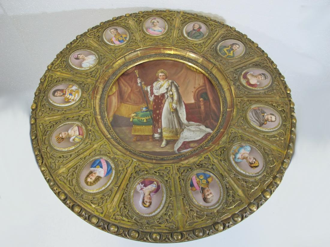 19th French Sevres gilt wood & porcelain table: 19th French Sevres gilt wood & porcelain table. 30 1/2” H x 25 3/4” W. Shipping in USA or International please contact for quote both UPS stores: 1) : David Reiser UPS store 1937 - 954-454
