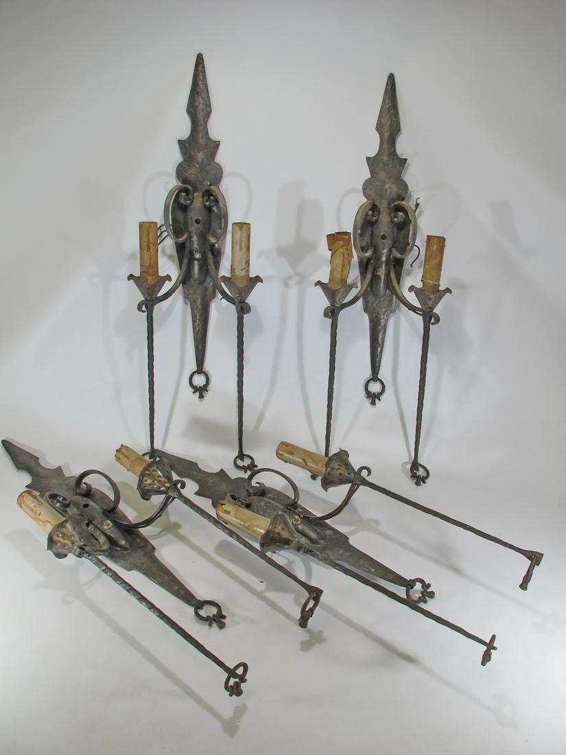 Antique set of 4 iron wall sconces (1 of 7)