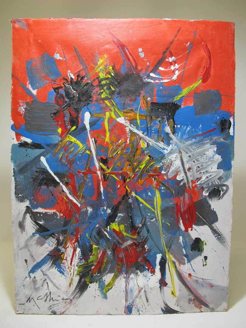 Georges MATHIEU (Attrib.) (1921-2012) painting: Georges MATHIEU (Attrib.) (1921-2012) painting, we donâ€™t have any COA of this painting. 22 3/4” H x 16 3/4” W. Shipping in USA or International please contact for quote both UPS sto