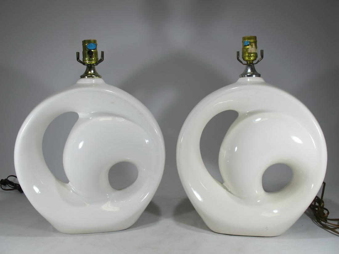 Mid Century pair of ceramic table lamps (1 of 4)