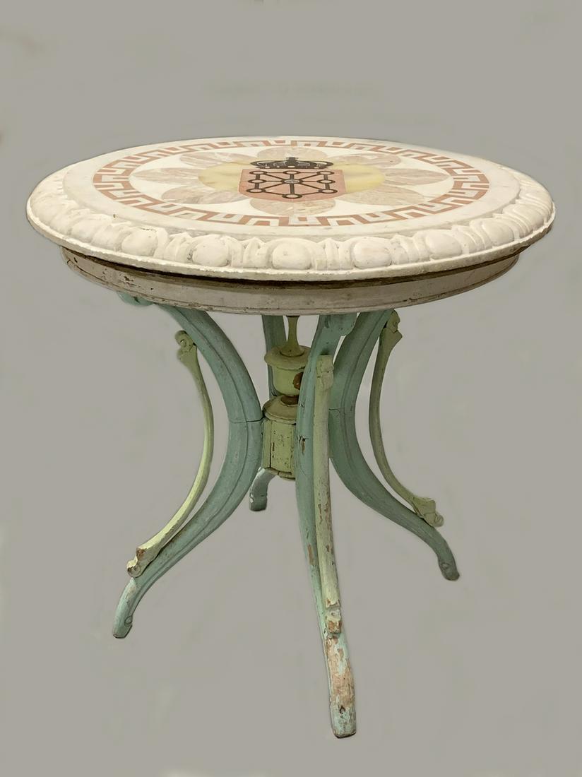 Vintage mosaic marble top & wood base side table (1 of 4)