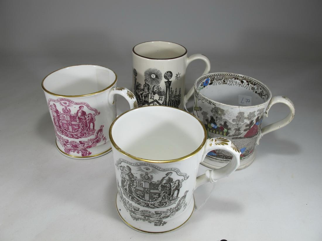 Antique English set of 4 Masonic mugs (1 of 20)