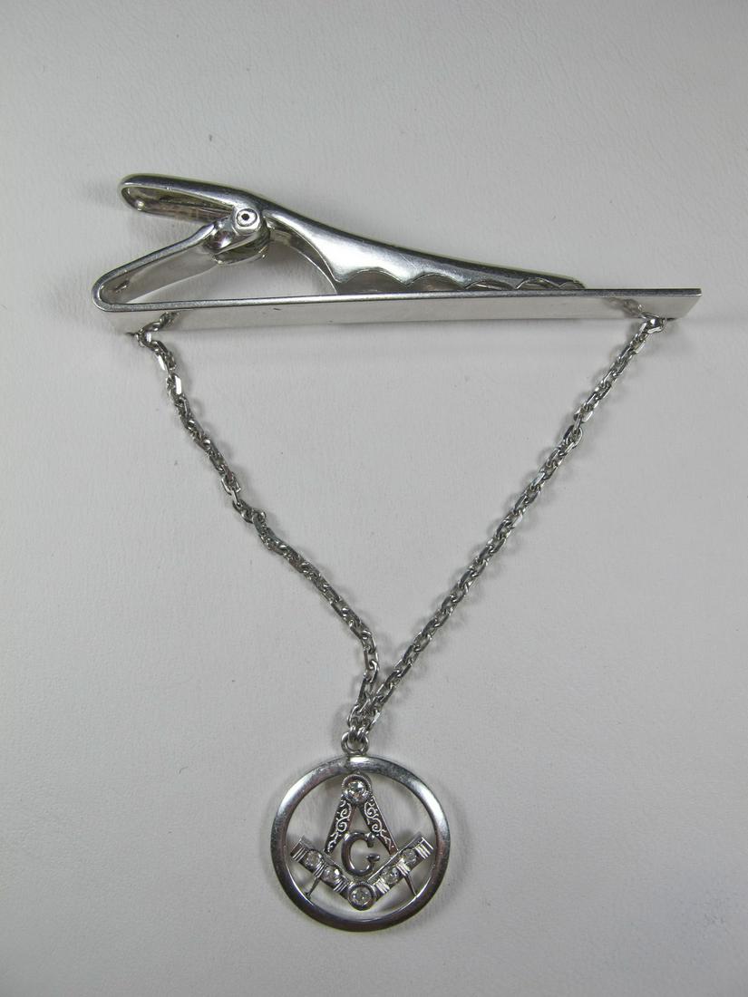 Masonic 14K white gold tie clip (1 of 4)