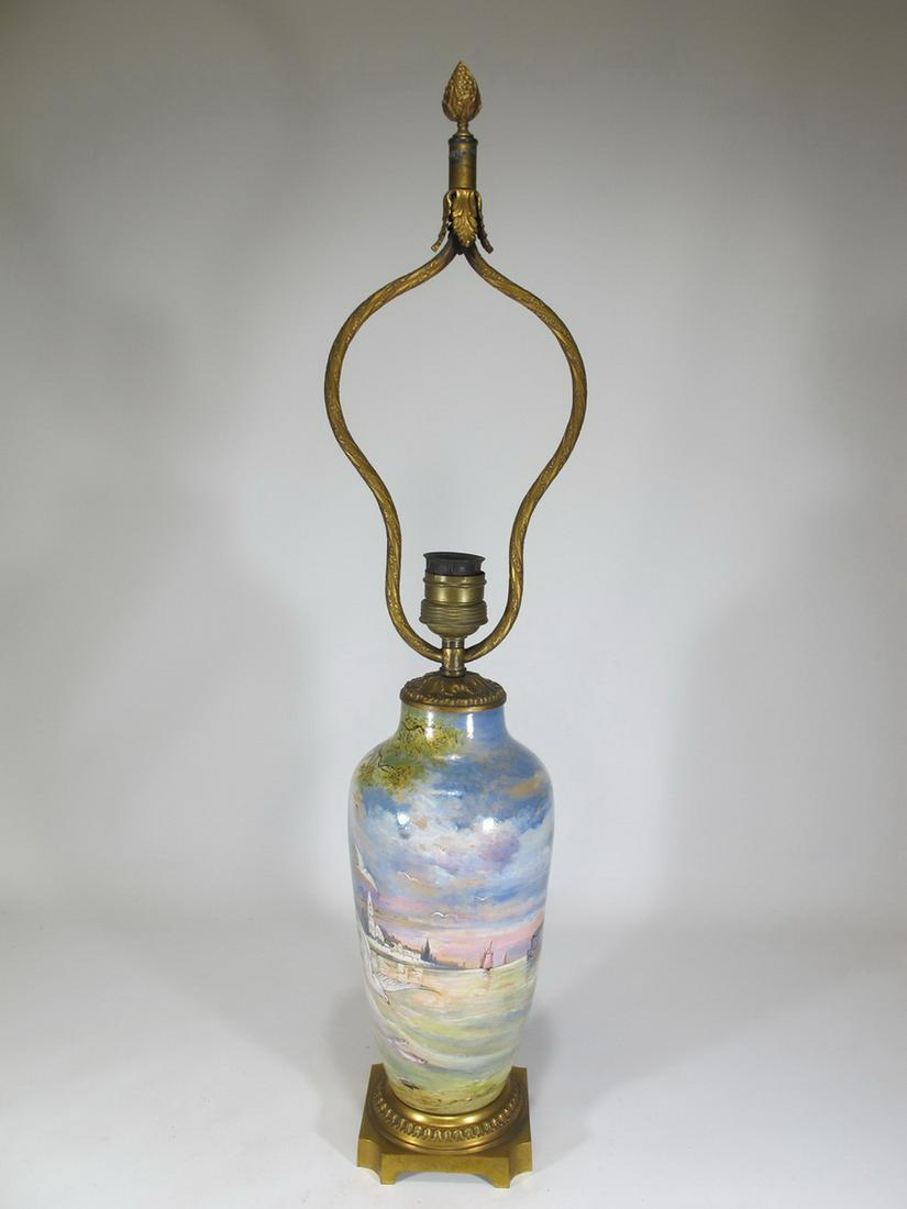 Antique French hand painted porcelain & bronze lamp (1 of 11)