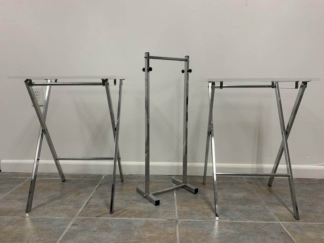 1970 pair of acrylic & chrome metal side tables (1 of 3)