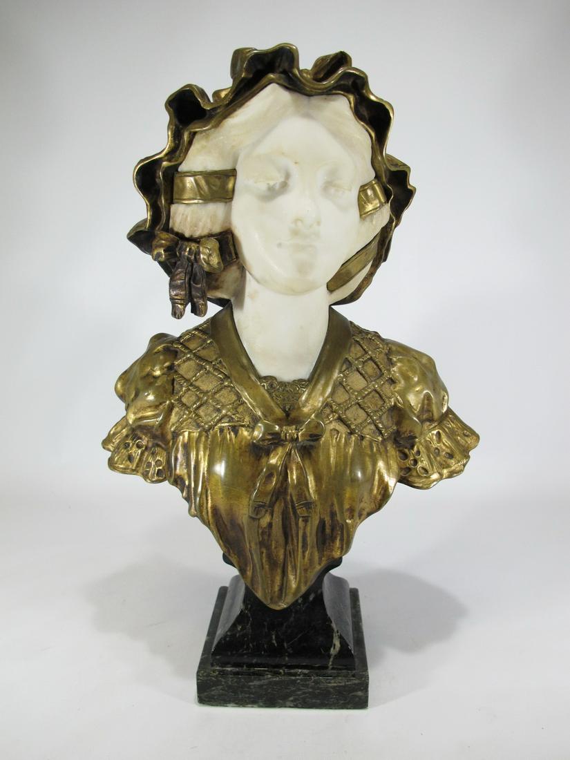 Charles R. FAGGIONI (XIX-XX) bronze & marble bust (1 of 9)