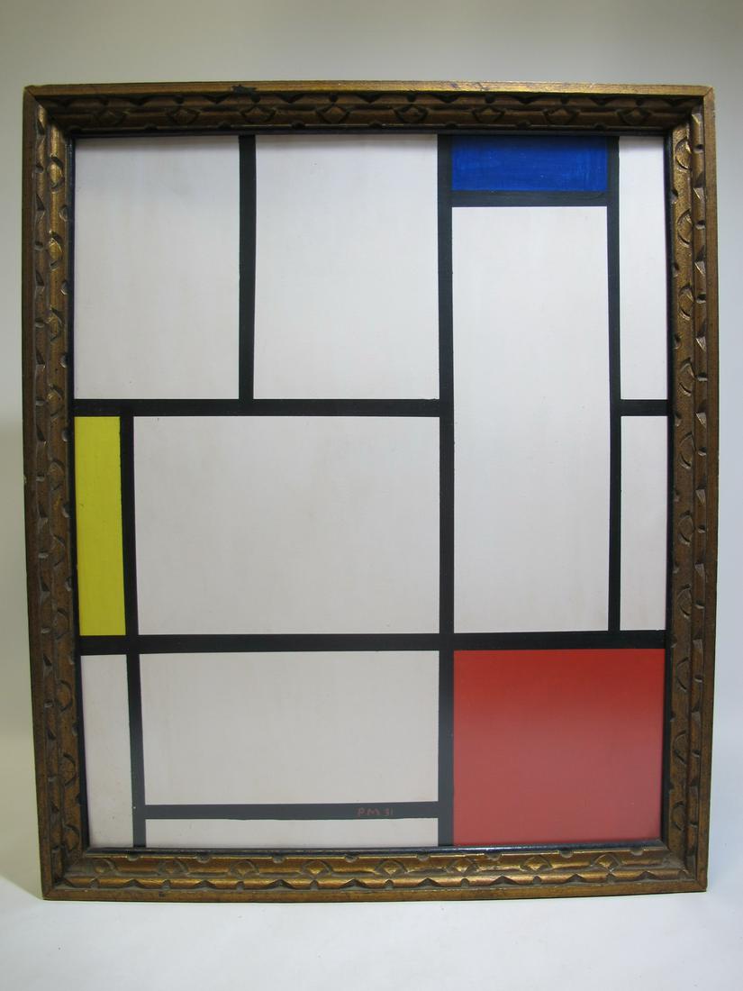 Piet Mondrian style painting, marked PM 31: Piet Mondrian style painting, marked PM 31, We donâ€™t have any Certificate of Authenticity of this painting. 23 1/4” H x 19 3/8” W including frame. Shipping in USA or International p
