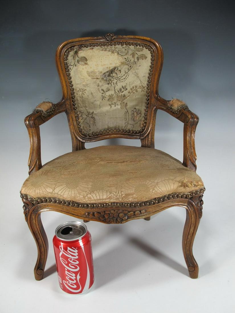19th C. French Louis XV style miniature chair: 19th C. French Louis XV style miniature chair. 17 7/8” H x 12 3/8” W x 12 1/4” D. Shipping in USA or International please contact for quote both UPS stores: 1) : David Reiser UPS sto