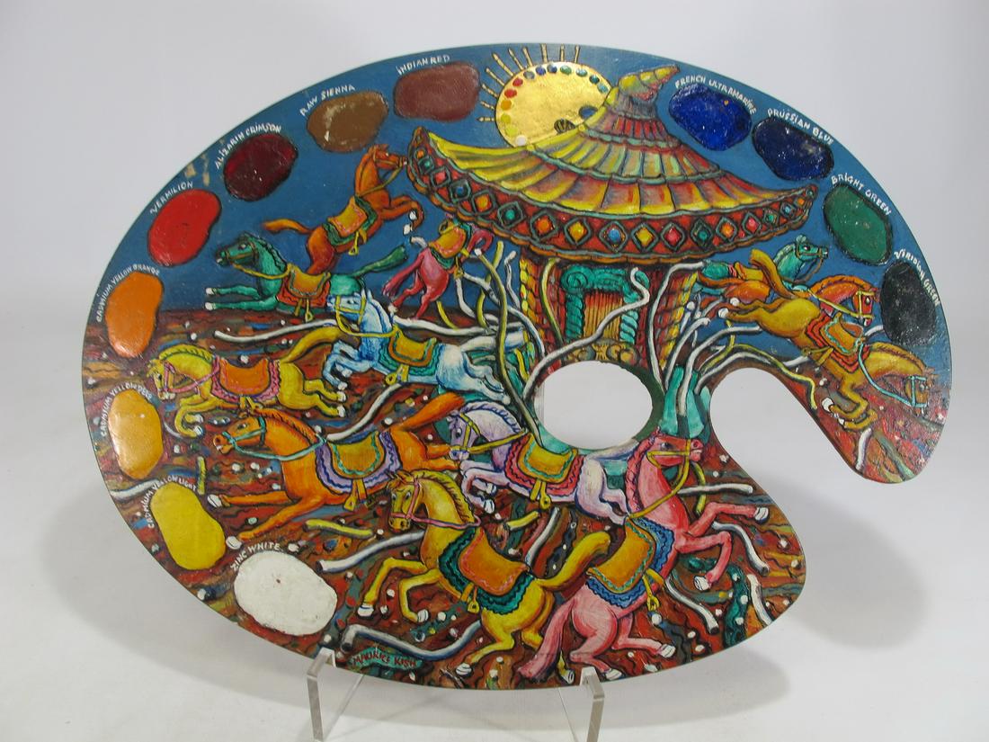 Antique painting on a pallete, signed Maurice Kish: Antique painting on a pallete, signed Maurice Kish. 11 1/2” H x 15 3/4” W. Shipping in USA or International please contact for quote both UPS stores: 1) : David Reiser UPS store 1937 - 754