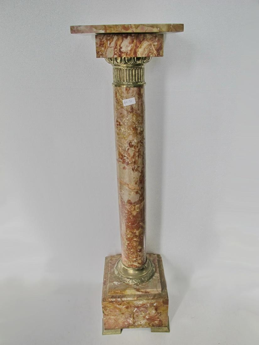 Antique French large marble & bronze pedestal: Antique French large marble & bronze pedestal. 44 1/4” H x 11” W x 11” D. Shipping in USA or International please contact for quote both UPS stores: 1) : David Reiser UPS store 1937 