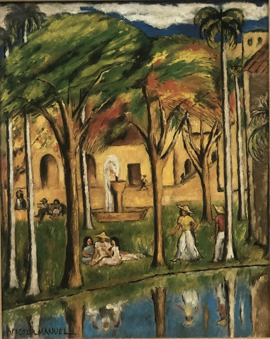 Victor MANUEL (1897-1969) Cuban arist oil on canvas: Victor MANUEL (1897-1969) Cuban arist oil on canvas painting with certificate. 21 1/2Â” H x 17Â” W without the frame. Shipping in USA or International please contact for quote both UPS stores: 1