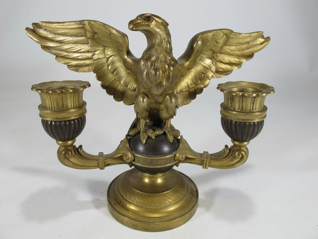Antique French bronze guilloche candlestick: Antique French bronze guilloche candlestick. 6 1/8” H x 8 1/4” W x 3 1/4” D. Shipping in USA or International please contact for quote both UPS stores: 1) : David Reiser UPS store 19