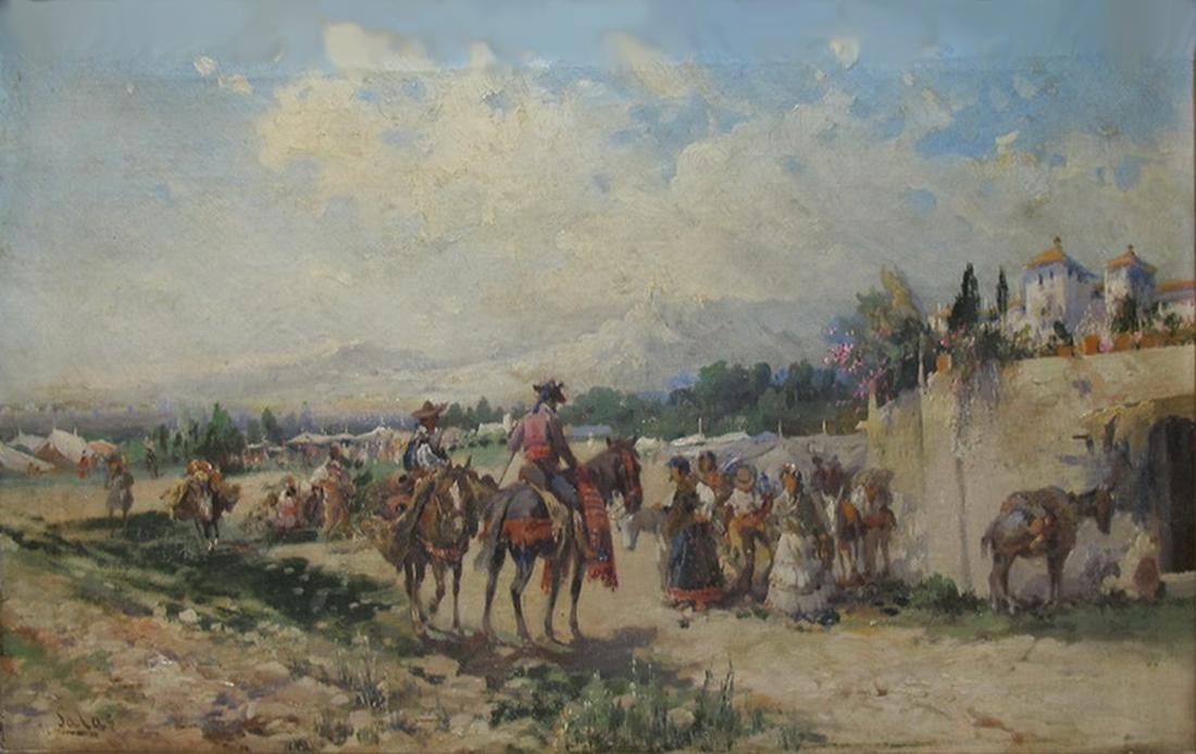 Manuel MENSA SALAS (1875-1938) Spanish artist painting: Manuel MENSA SALAS (1875-1938) Spanish artist oil on canvas painting, signed. 15 1/4 in H x 21 1/4 in W including frame, 11 1/2 in H x 17 7/8 in W without frame. Shipping in USA or International pleas