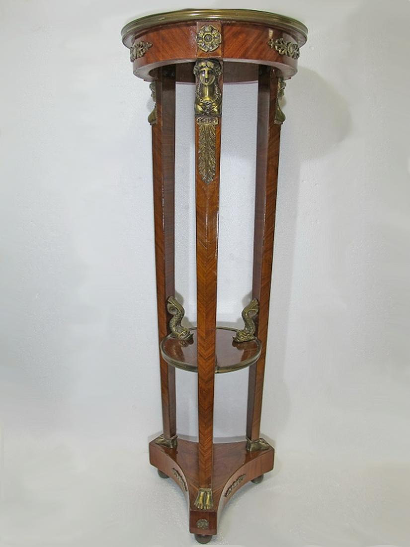 French bronze & wood pedestal antique reproduction: French bronze & wood pedestal antique reproduction, circa 1980. 47 1/2” h x 16 1/4” W. Shipping in USA or International please contact for quote both UPS stores: 1) : David Reiser UPS stor