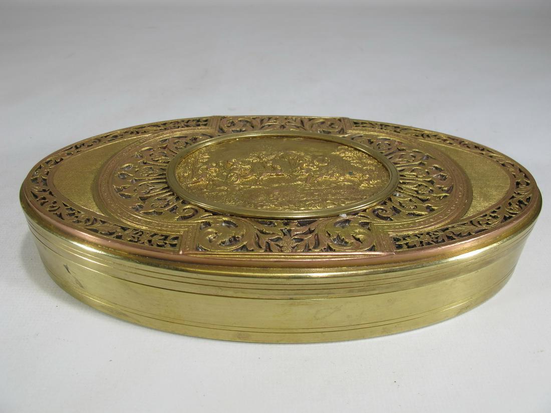 Antique French gilt bronze oval box (1 of 8)