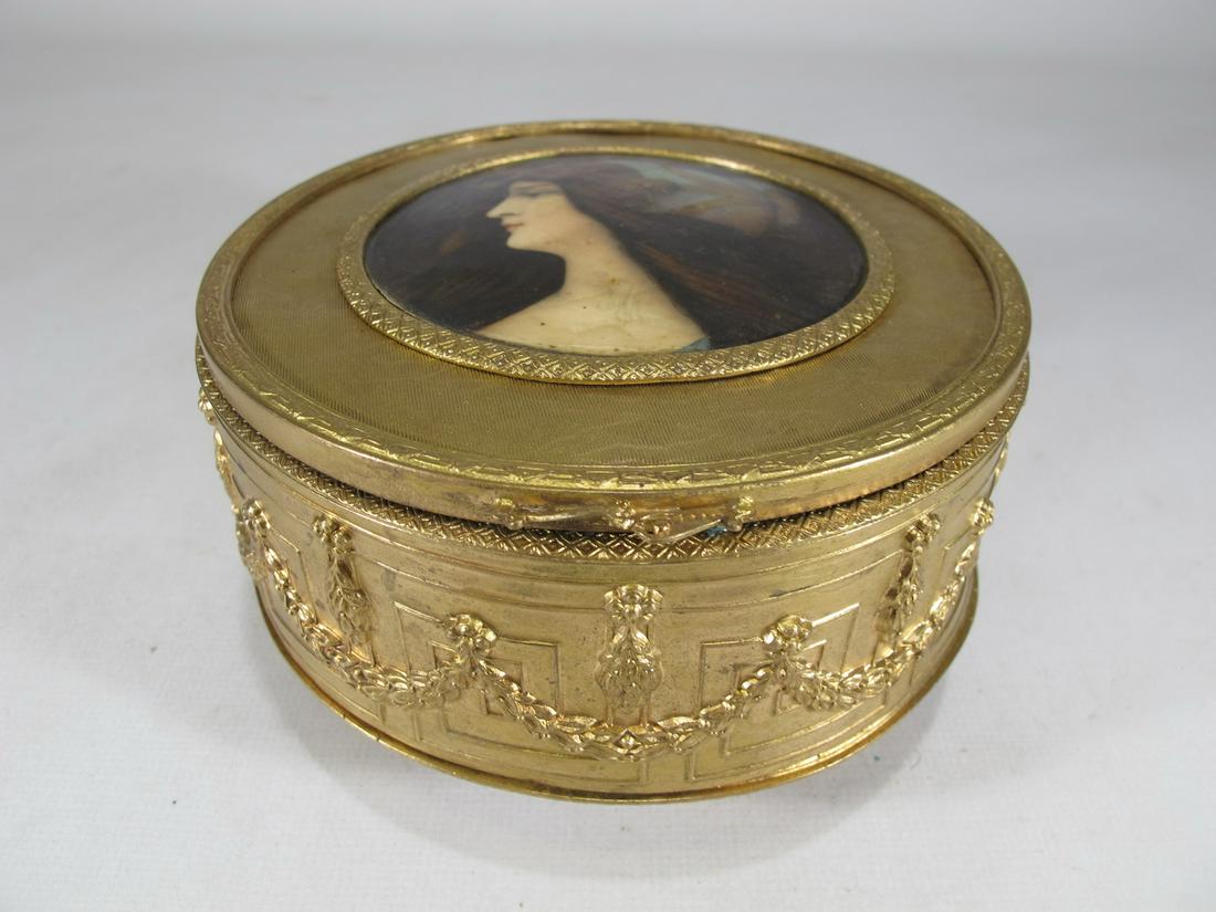 Antique French gilt bronze round box (1 of 5)