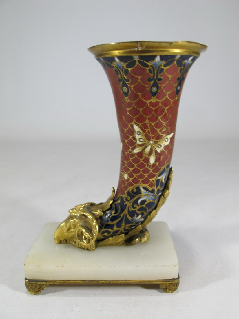 Antique French gilt bronze champleve & onyx cornucopia (1 of 8)