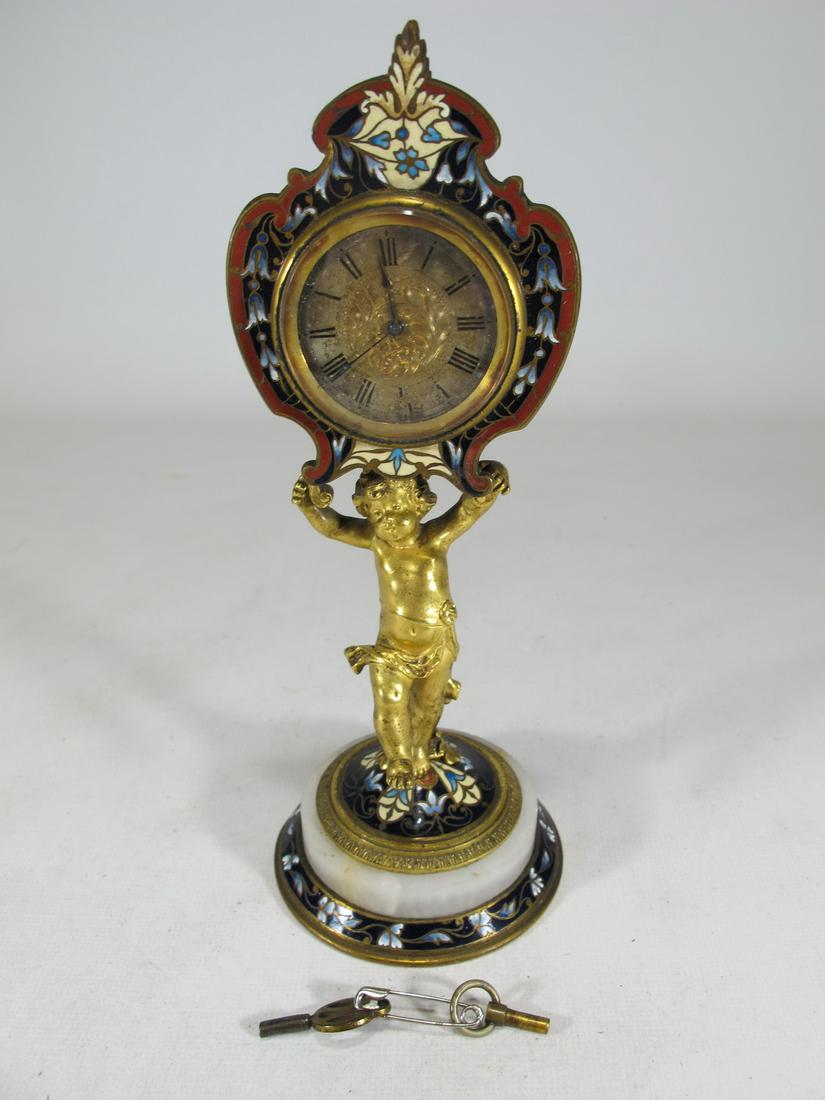 Antique French gilt bronze champleve & onyx clock (1 of 6)