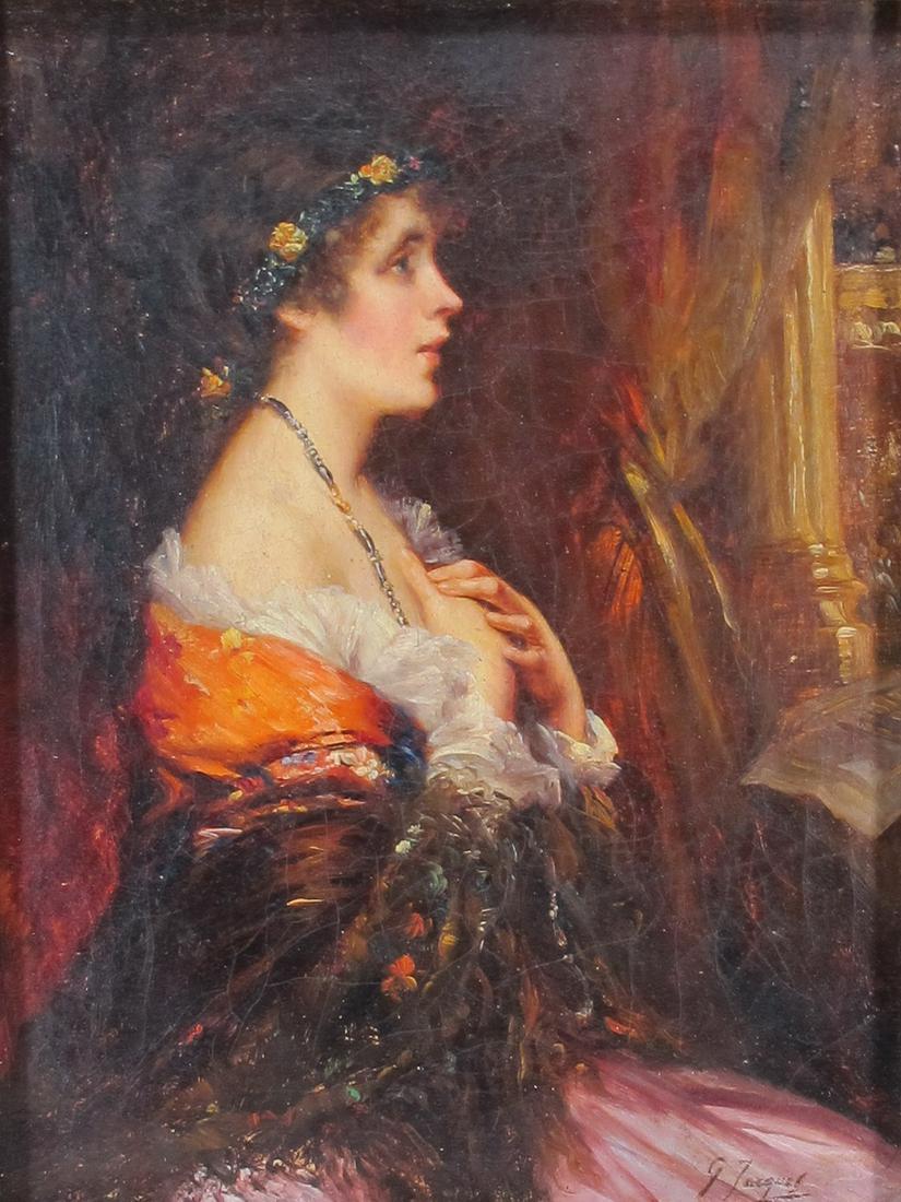 Signed G. JACQUES oil on canvas portrait painting (1 of 10)