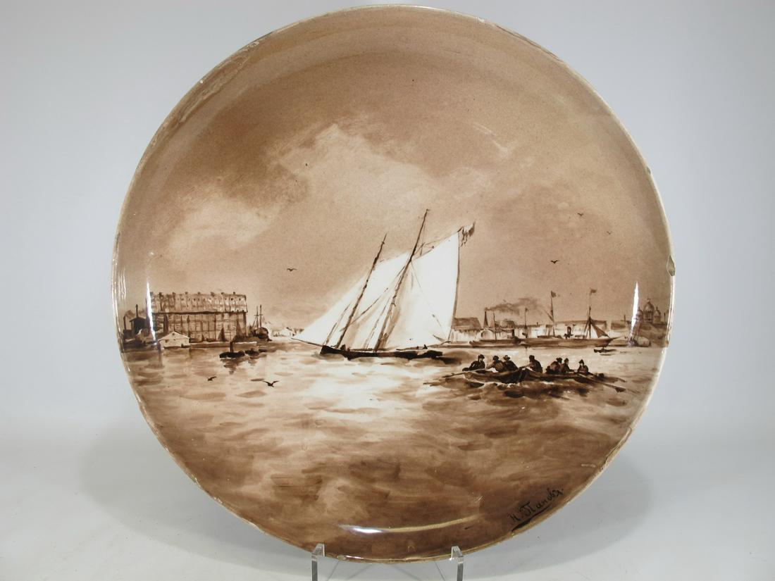 Large Russian ceramic plate, dated 1892 (1 of 9)