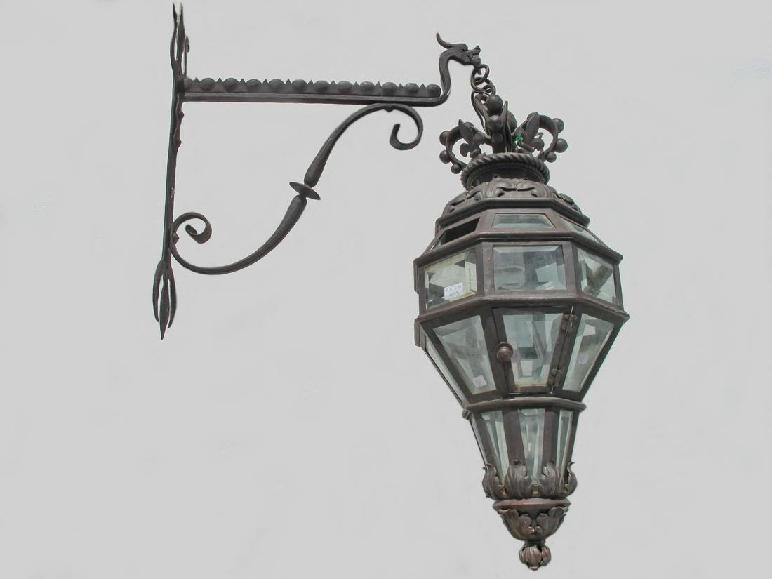 Antique large Colonial iron & bevelled glass wall (1 of 8)