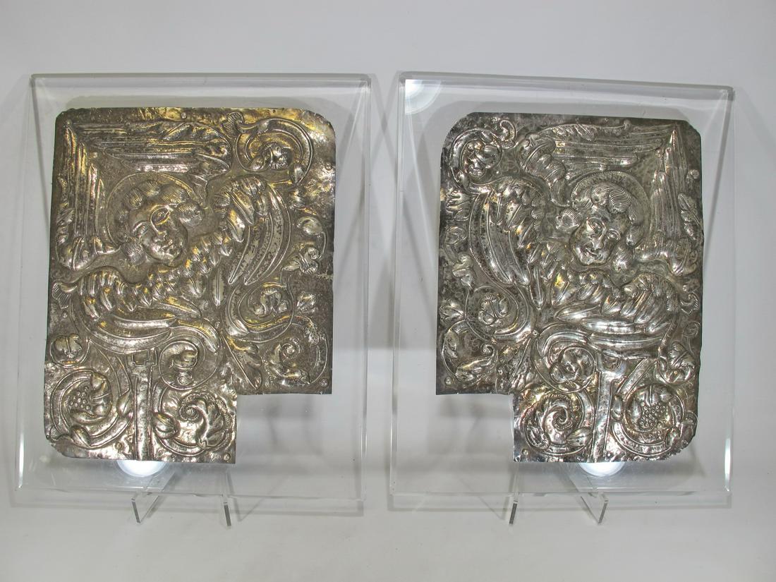 Probably 18th C Spanish silver pai of panels (1 of 7)