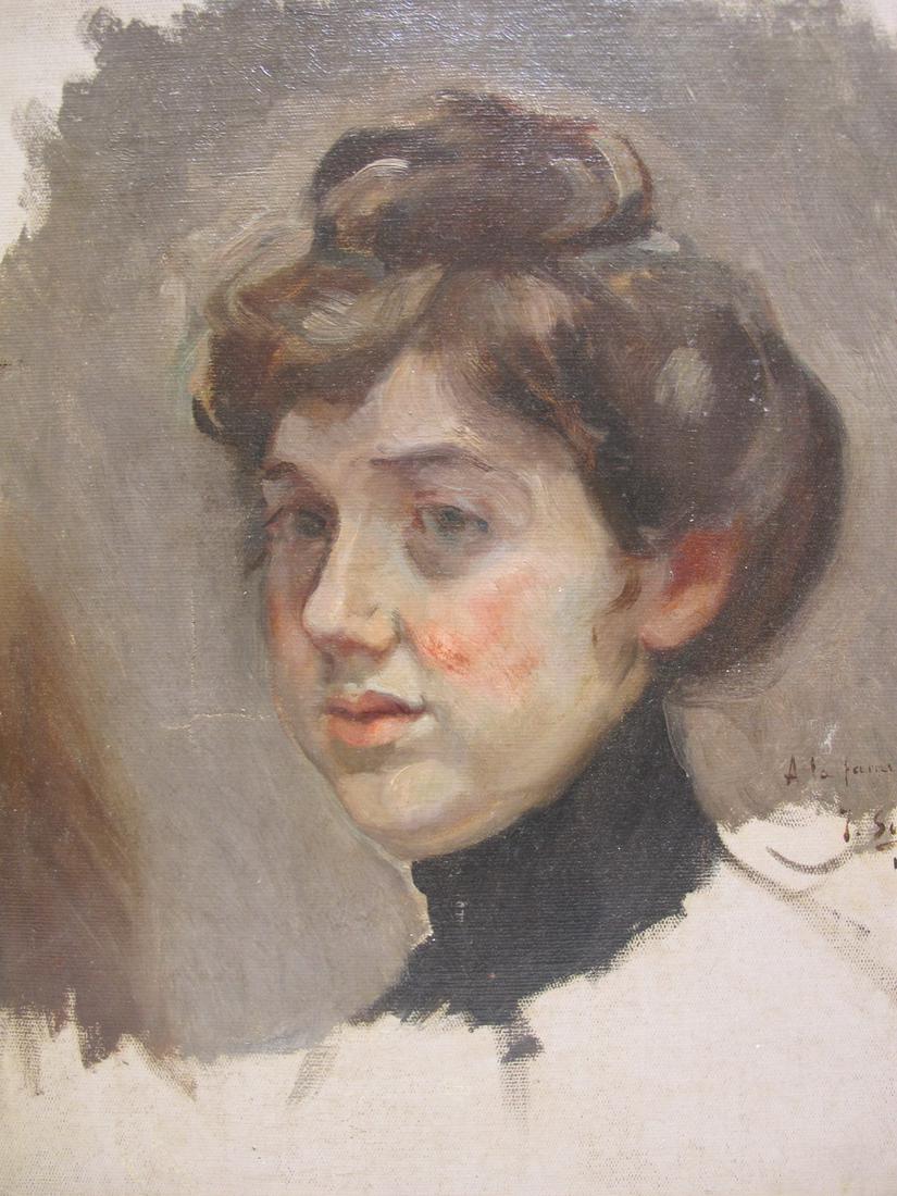 Signed J. SOROLLA, 1906 oil on canvas portrait painting (1 of 6)