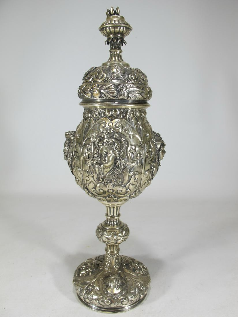 19th C European silver urn, marked (1 of 17)