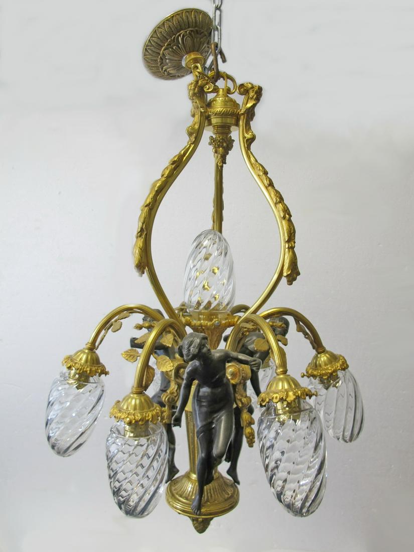 Antique French gilt bronze & glass chandelier (1 of 11)