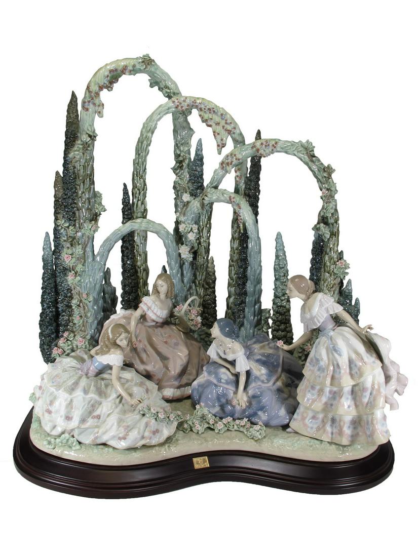 Lladro Garden Party porcelain by Jose Puche 1578: Lladro Garden Party porcelain by Jose Puche 1578. 23 1/8” H x 22 7/8” W x 12” D. ANY INVOICE OVER $ 2,000.00 WE WILL ACCEPT PAYMENTS ONLY THROUGH CHECK OR BANK WIRE TRANSFER, SAME FO