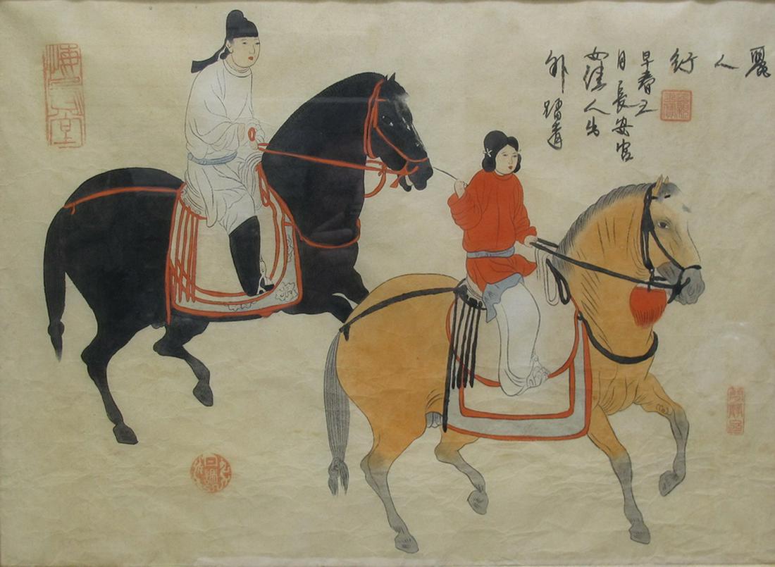 Antique Chinese watercolor painting, signed (1 of 8)