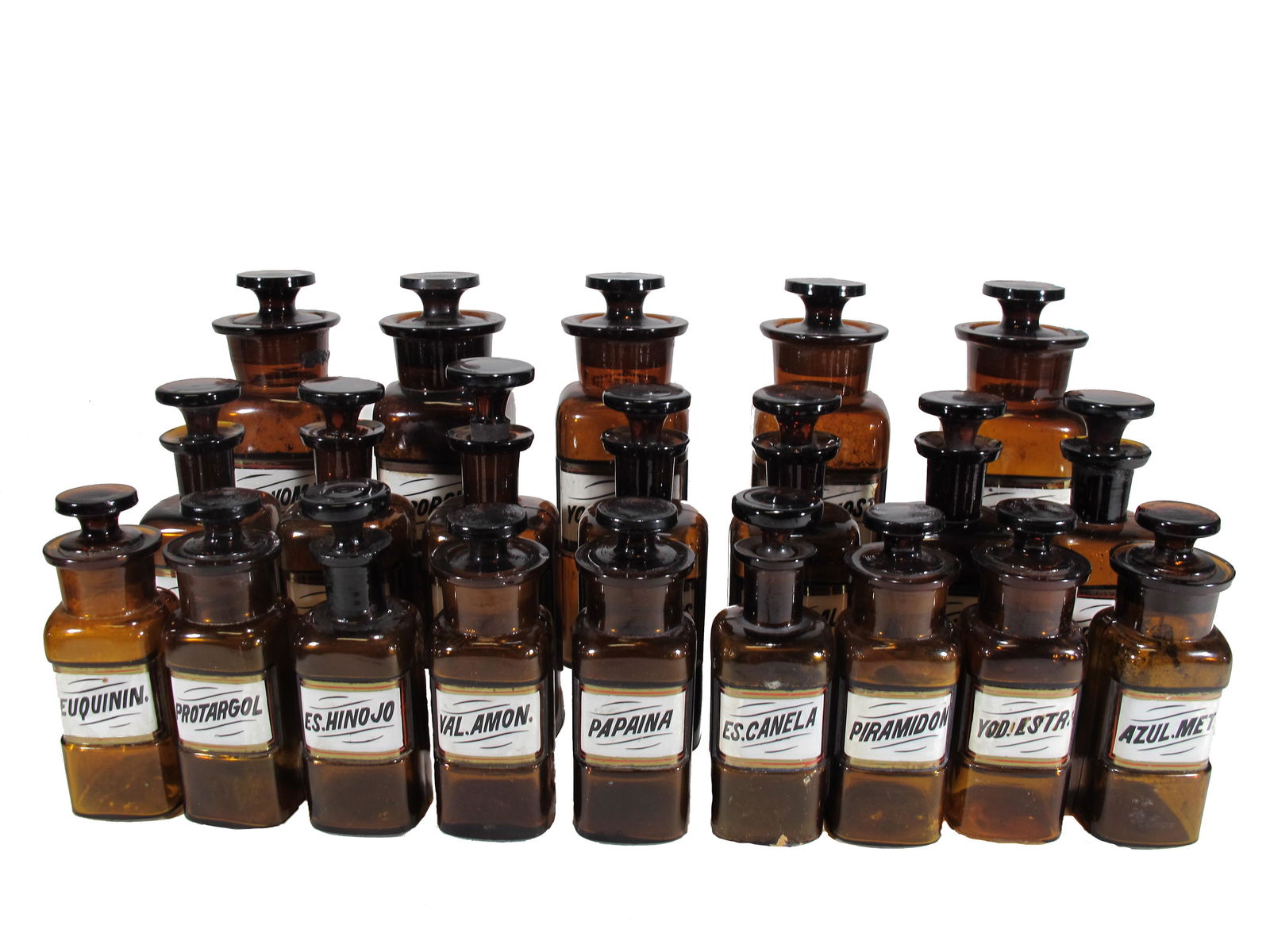 Antique set of 21 pharmacy bottles (1 of 8)