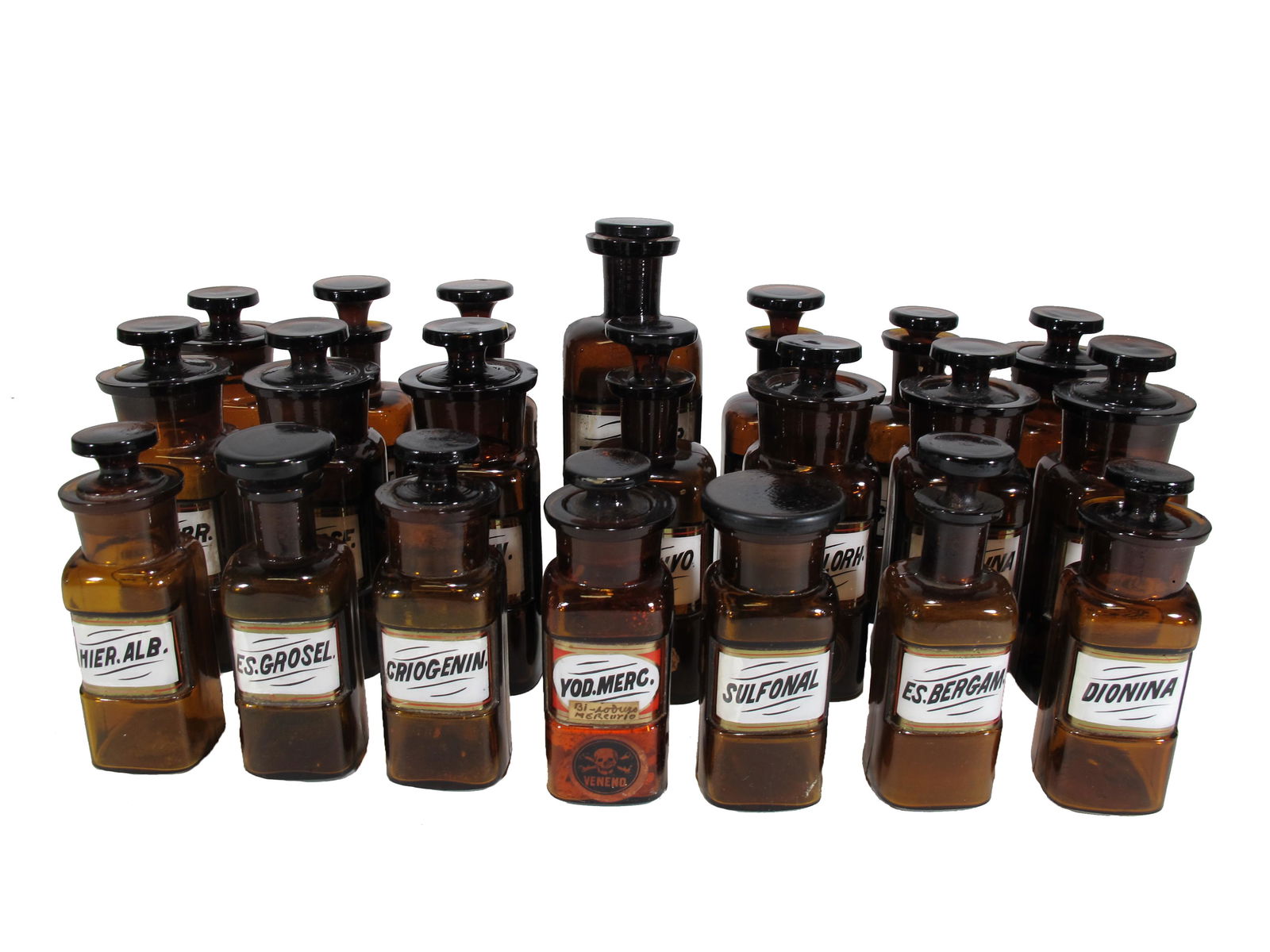 Antique set of 21 pharmacy bottles (1 of 11)