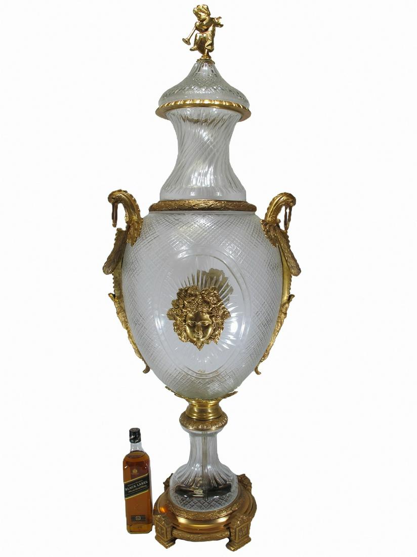 Marked Baccarat huge bronze & glass urn (1 of 11)