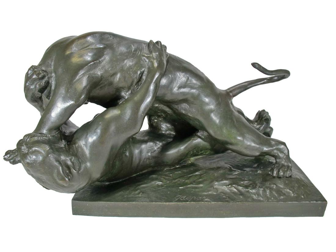 Jean-Marie GASPAR (1861-1931) jaguars combat bronze (1 of 9)