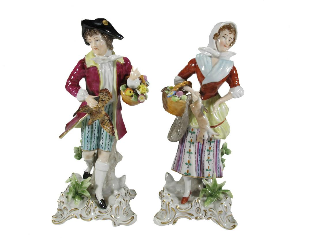 Antique German Dresden pair of porcelain statues (1 of 10)
