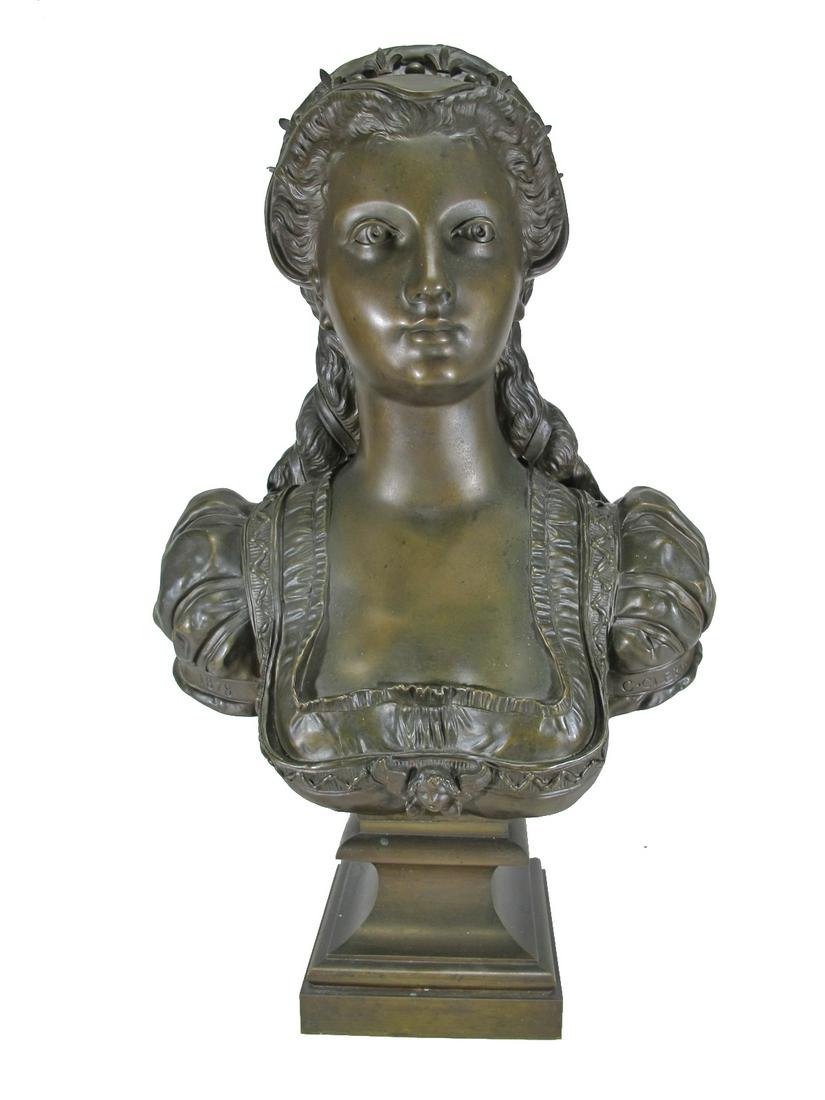 Signed C. CLERE, 1878 lady bronze bust (1 of 10)