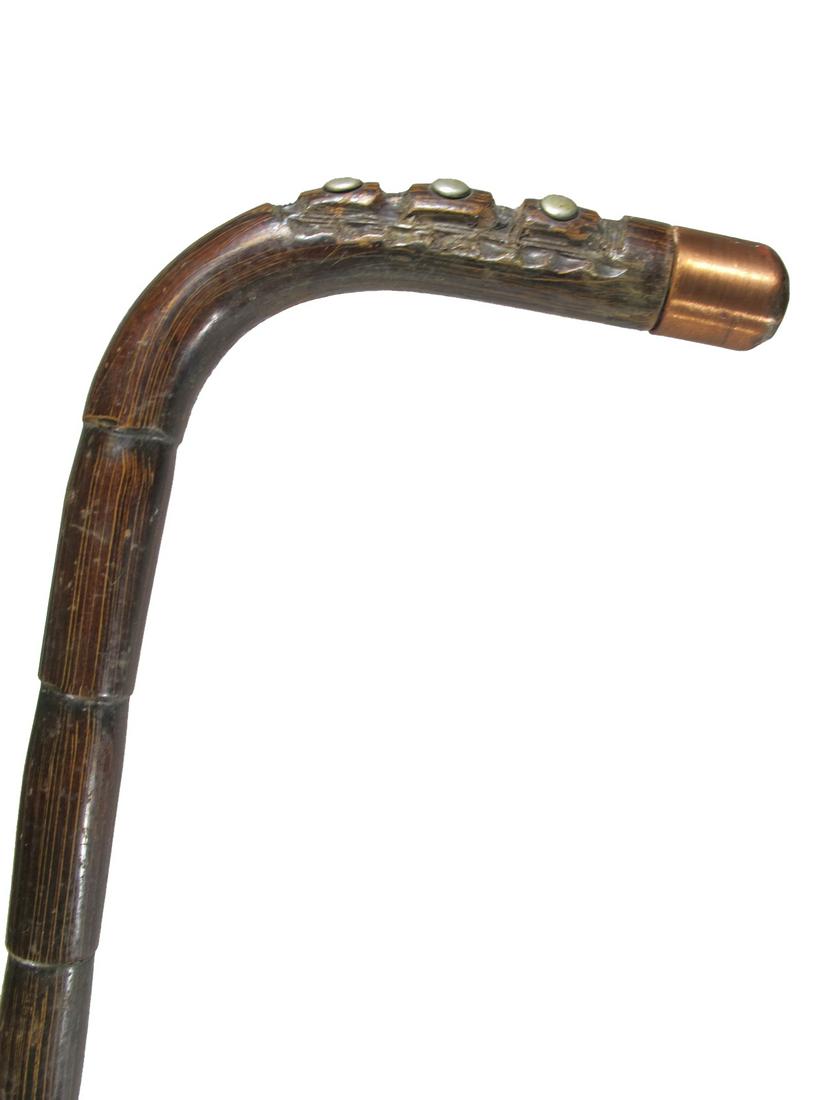 Vintage bamboo & copper walking stick (1 of 5)