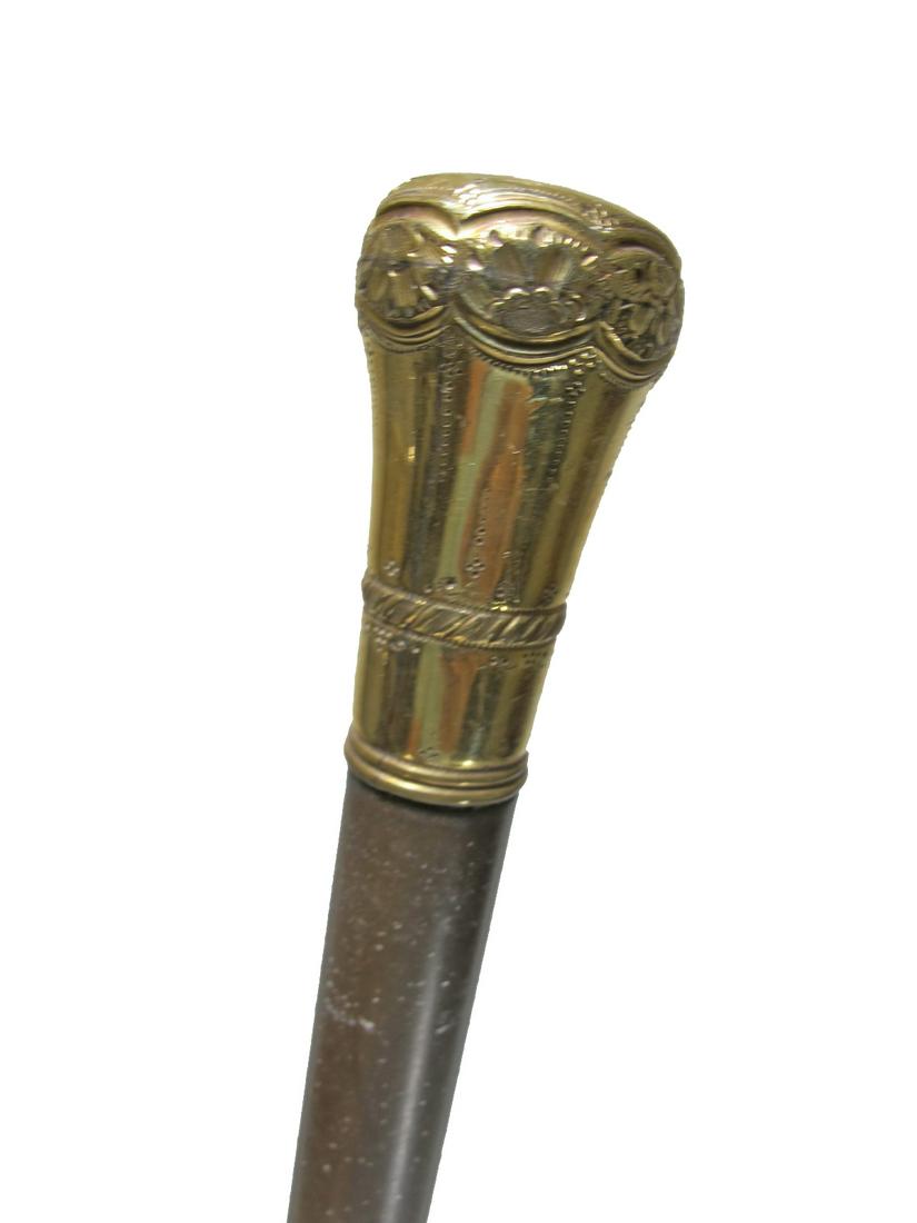 Vintage gilt bronze & wood walking stick (1 of 6)